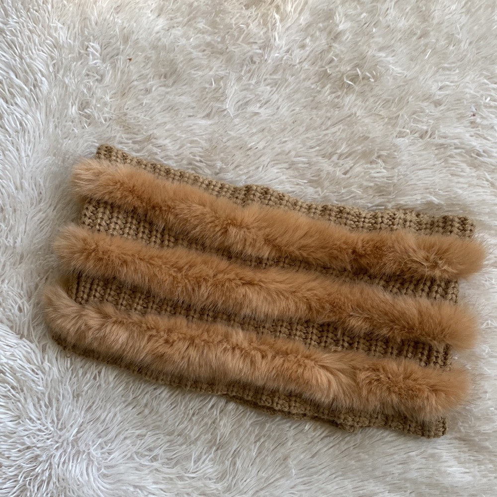 SURELL rabbit faux infinity scarf